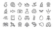 © muhammad - Arctic exploration and polar wildlife thin line icon set.