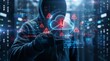 © CuteBee - Hacker touching glowing cloud computing security alert hologram in dark server room representing data breach and unauthorized access to remote data storage systems and digital assets
