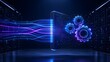 © Endpoint - Abstract futuristic data processing visualization with glowing neon gears and vibrant light streams representing artificial intelligence machine learning and high speed digital computing