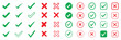© HERRRRRRRRRR - check mark icon button set. check box icon with right and wrong buttons and yes or no checkmark icons in green tick box and red cross. vector illustration