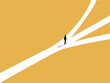© Yoona - businessman walks at a crossroads with many paths to choose from.