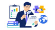 © BLU - Business analyst examining merger agreement documents.