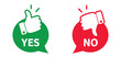 © Arif __H - Thumb up and down icon set, like dislike symbols, yes no choice, agree disagree, approve deny, vector illustration, editable stroke, PNG