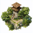 © zchris22 - Dungeons And Dragons. Torre del mago per mappe. Asset. Fumetto. Sfondo bianco.