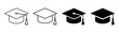 © ZHD Studio - Graduation cap icon set with outline and solid academic mortarboard education vector illustration collection