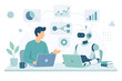 © Oleksandr - Human and AI robot collaborating at work flat vector