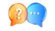 © ROni051 - 3d glass orange and blue speech bubbles with question mark and typing dots isolated on transparent background png for communication chat graphic design element object