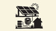 © TREND AND VECTORS - Home solar power system with batteries inverter and energy storage.