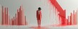 © Ilmi - Person Standing in Front of Melting Bar Charts Symbolizing Decline in Business Performance and Data Visualization