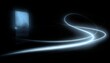 © Habibur Rahaman - A glowing blue light trails through a dark room towards an open doorway with a cityscape outside at night