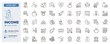 © Pedro - Income, personal finance and wealth management icons. Earnings, salary, investments and financial growth thin line icon set. Editable stroke vector illustrations.