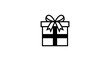 © Lku - A simple black and white illustration of a gift box with a ribbon on top.