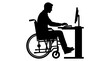 © SeoBraga - Silhouette of a person in a wheelchair working at a desk with a computer