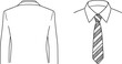© Monisa - Formal mens business suit jacket back view and dress shirt with striped tie outline line art vector icon,