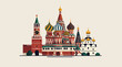 © Hasan - St. Basil's Cathedral Moscow Landmark Russian Architecture Colorful Domes Flat Design
