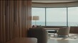© Worldwide - Modern living room with beige furniture and large windows
