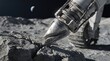 © Irina B - Close-up of drill tip on lunar surface in space exploration scene, earth in background, industrial technology and engineering