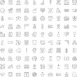 © sevector - Large grid displaying various thin line icons representing diverse concepts including technology, social media, people, food, healthcare, objects, and business themes