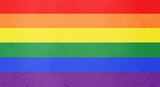 Bright rainbow flag with a subtle grunge texture background representing pride and equality for the LGBTQ community