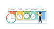 © Tegar - Business professional presenting project management lifecycle diagram.