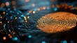 © Ramli - Glowing fingerprint on dark surface with bokeh lights