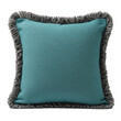 © Hafizur - Decorative teal square throw pillow with fringe