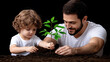 © Volodymyr - A father and son lovingly plant a young tree together, symbolizing growth, family bonding, and environmental responsibility