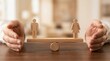 © SunSpirit - A wooden scale achieves equal gender balance and parity between male and female figures.