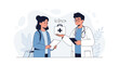 © Izhar - Doctor Explains Travel Health Insurance and Medical Kit to Patient with Airplane and Suitcase Icons