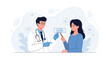 © Izhar - Doctor Explaining Medical Test Results to Patient, Microscopic View