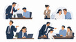 © Preeyanuch - Boss scolding employee, woman gossiping, man shrugging, angry manager blaming team, office stress, negative emotion, workplace conflict