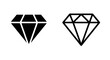 © MdDelowar - Diamond gemstone icon set in black silhouette and outline styles with gemstone