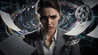 © Miftakhul - Close-up of a crying businesswoman with papers and gears exploding around her, concept for burnout, failure and stress