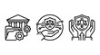 © Mehedi - Institutional legal systems justice protection platforms and human advocacy icons with institution protection advocacy government administration attorney guidance representation professional