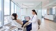 © DAYE - Smiling Dentist Shows Patient Digital Teeth Model with Braces for Orthodontic Treatment Planning in Modern Clinic