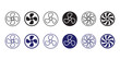 © graphicaestyn - Fan icon set, various styles and designs, air circulation symbol.