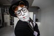 © Nomad_Soul - Close up quirky portrait of a male mime tilted head pose