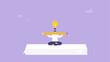 © yedsgn - Young man writer meditate on blank paper and holding big pencil thinking about idea to write in her blog or journal. Writer inspiration, blogger, copywriter or journalist creativity concept.