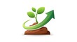 ©  Elite Stock Studio - Growing Plant on Wooden Block with Upward Green Arrow Growth Concept