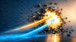 © Yuparet - Strategic growth and future planning illustrated by dynamic montage of arrows breaking through brick wall toward 2027, symbolizing innovation and breakthrough success