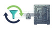 © Digitalstock - Data security process with vault and funnel graphic illustration