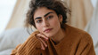 © forenna - Iranian Kurdish woman with naturally thick ungroomed brows and textured hair in a fashion editorial shoot challenging Eurocentric beauty standards, cultural beauty norm
