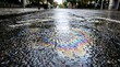 © Wawan - Colorful oily puddle on wet asphalt street after rain, urban environment