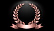 © noonekoon - Elegant rose gold laurel wreath on black background illustration 上品なローズゴールドの月桂冠が映えるおしゃれな黒背景イラスト