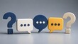 © Ahmed - Customer support communication concept features 3D speech bubbles and question marks representing online feedback dialogue and frequently asked questions