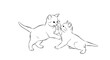 © Rglstrm - Two playful kittens line drawing, batting paws, cute pets, simple illustration
