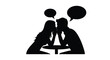 © Creativeakash393 - Couple facing each other with speech bubbles a black silhouette against a white background pair romance affection dialogue conversation interaction