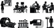 © MdMenhajul - Medical diagnostics and health checkup silhouette icon set featuring laboratory testing screening procedures and clinical examinations