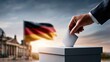 © Cre-AI-Tor  - Hand Casting Vote in Ballot Box with German Flag and Reichstag