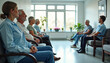 © AlenaSi - Elderly patients waiting in clinic for consultation with healthcare professionals. Elderly individuals are seated in a well-lit waiting room, calmly anticipating their appointments.